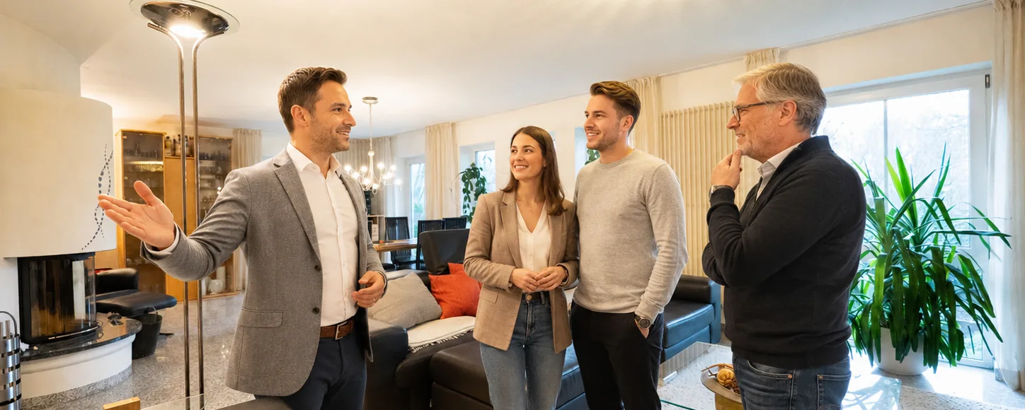 Immobilienberater im Gespräch mit Interessenten